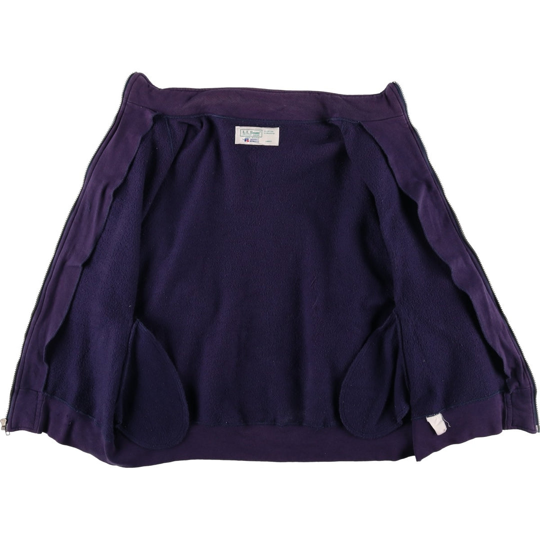80s-90'S Russell & L.L.Bean double-breasted full-zip sweatshirt, made in the USA, men's size L cotton purple type Vintage Second Hand