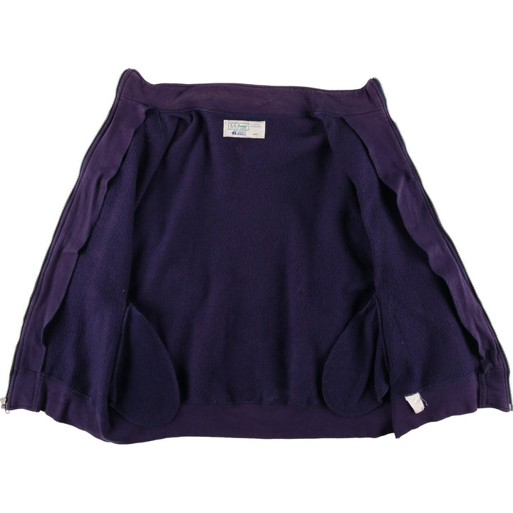 80s-90'S Russell & L.L.Bean double-breasted full-zip sweatshirt, made in the USA, men's size L cotton purple type Vintage Second Hand