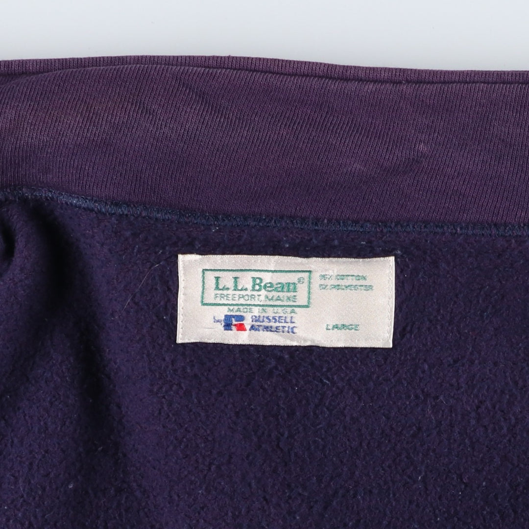 80s-90'S Russell & L.L.Bean double-breasted full-zip sweatshirt, made in the USA, men's size L cotton purple type Vintage Second Hand