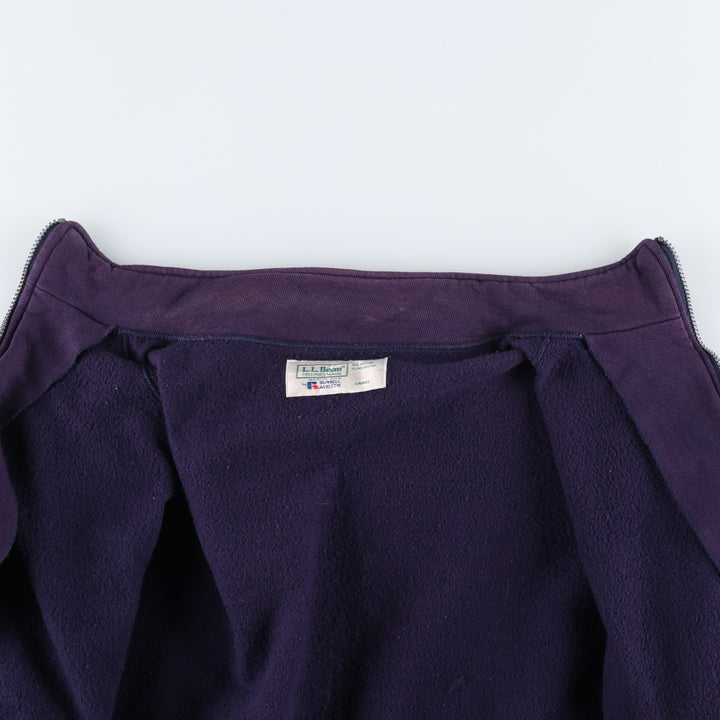 80s-90'S Russell & L.L.Bean double-breasted full-zip sweatshirt, made in the USA, men's size L cotton purple type Vintage Second Hand