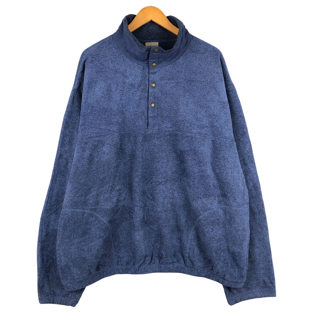 LLBean Half-Snap Fleece Pullover, Made in USA, Men's XL polyester navy blue type Vintage Second Hand