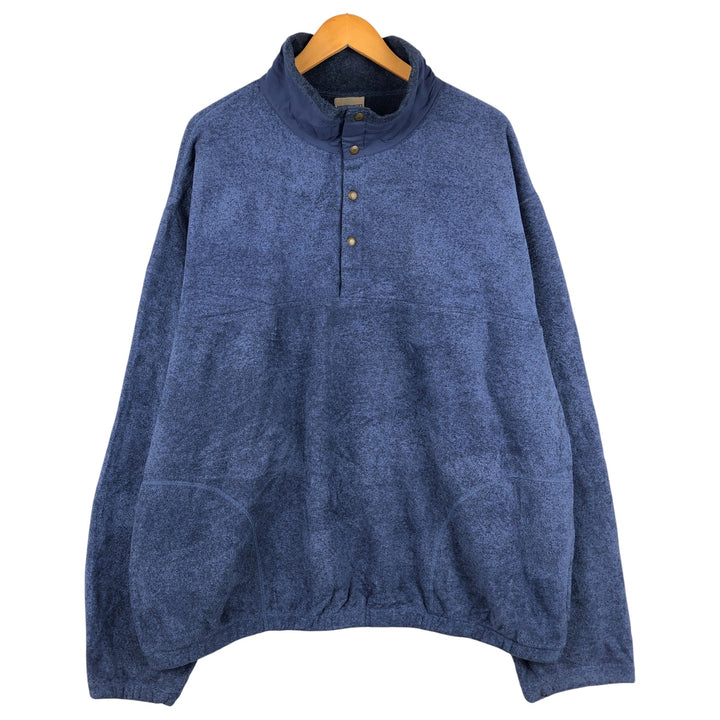 LLBean Half-Snap Fleece Pullover, Made in USA, Men's XL polyester navy blue type Vintage Second Hand