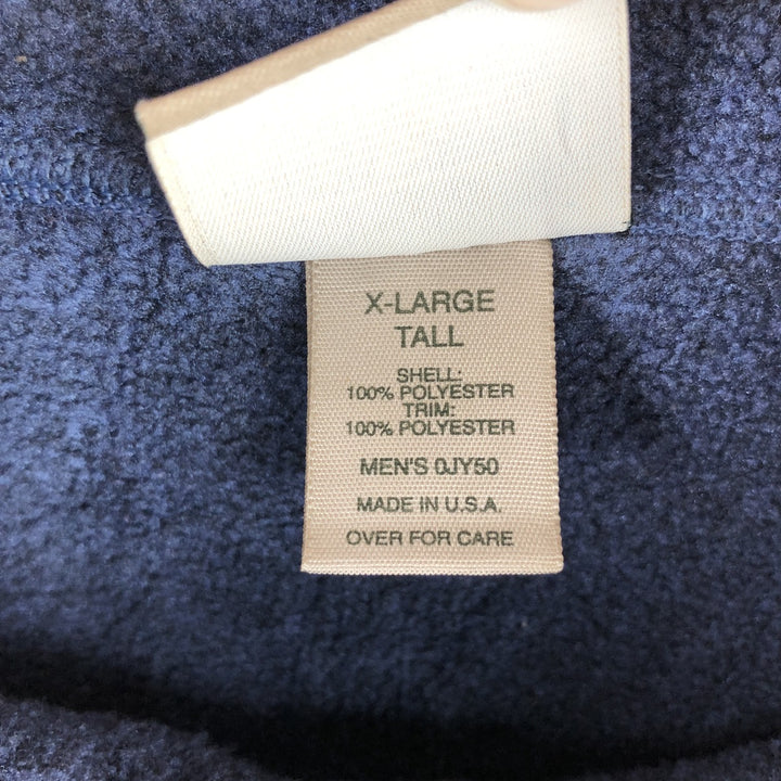 LLBean Half-Snap Fleece Pullover, Made in USA, Men's XL polyester navy blue type Vintage Second Hand