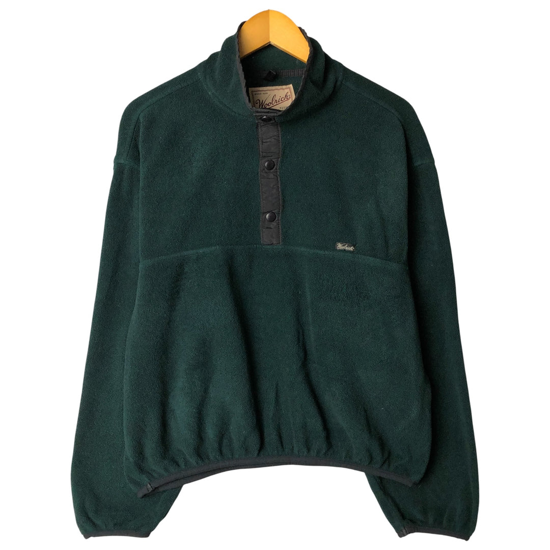 90s-00'S WOOLRICH Half-Snap Fleece Pullover, Made in USA, Men's Size M unclear dark green Vintage Second Hand