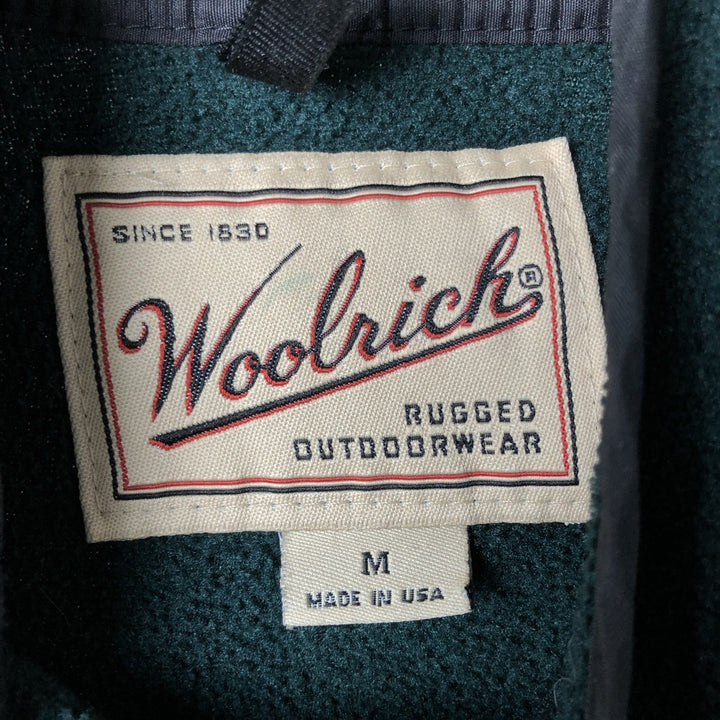 90s-00'S WOOLRICH Half-Snap Fleece Pullover, Made in USA, Men's Size M unclear dark green Vintage Second Hand