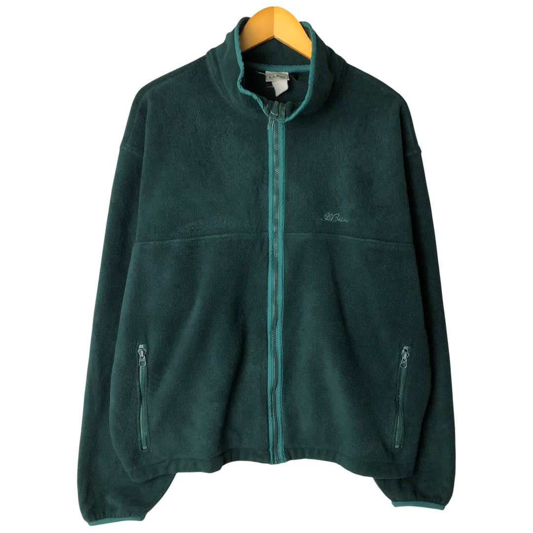 70s~80'S LLBean Fleece Jacket Men's XL Size Vintage unclear Green type dark green Vintage Second Hand