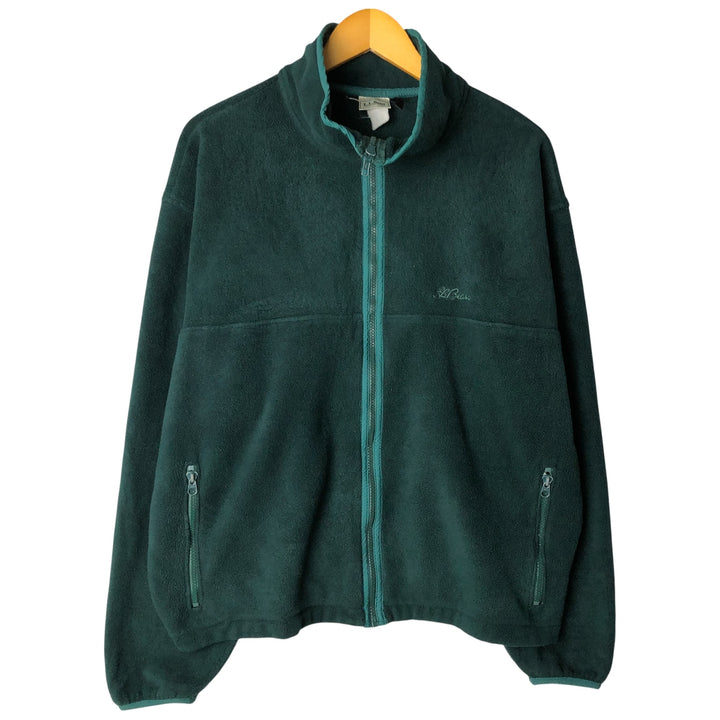 70s~80'S LLBean Fleece Jacket Men's XL Size Vintage unclear Green type dark green Vintage Second Hand