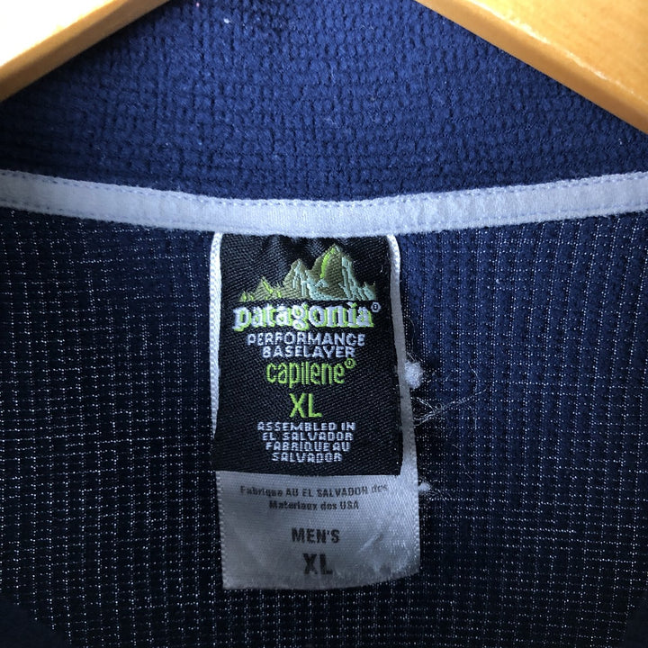 2000'S Patagonia Capilene 4 Zip Neck 43460F6 Half-Zip Fleece Pullover, Men's XL polyester Navy blue Vintage Second Hand