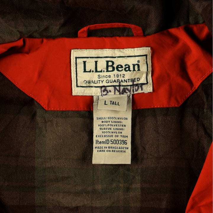 90s-00'S LLBean Nylon Jacket, Men's Size L Nylon orange type Vintage Second Hand