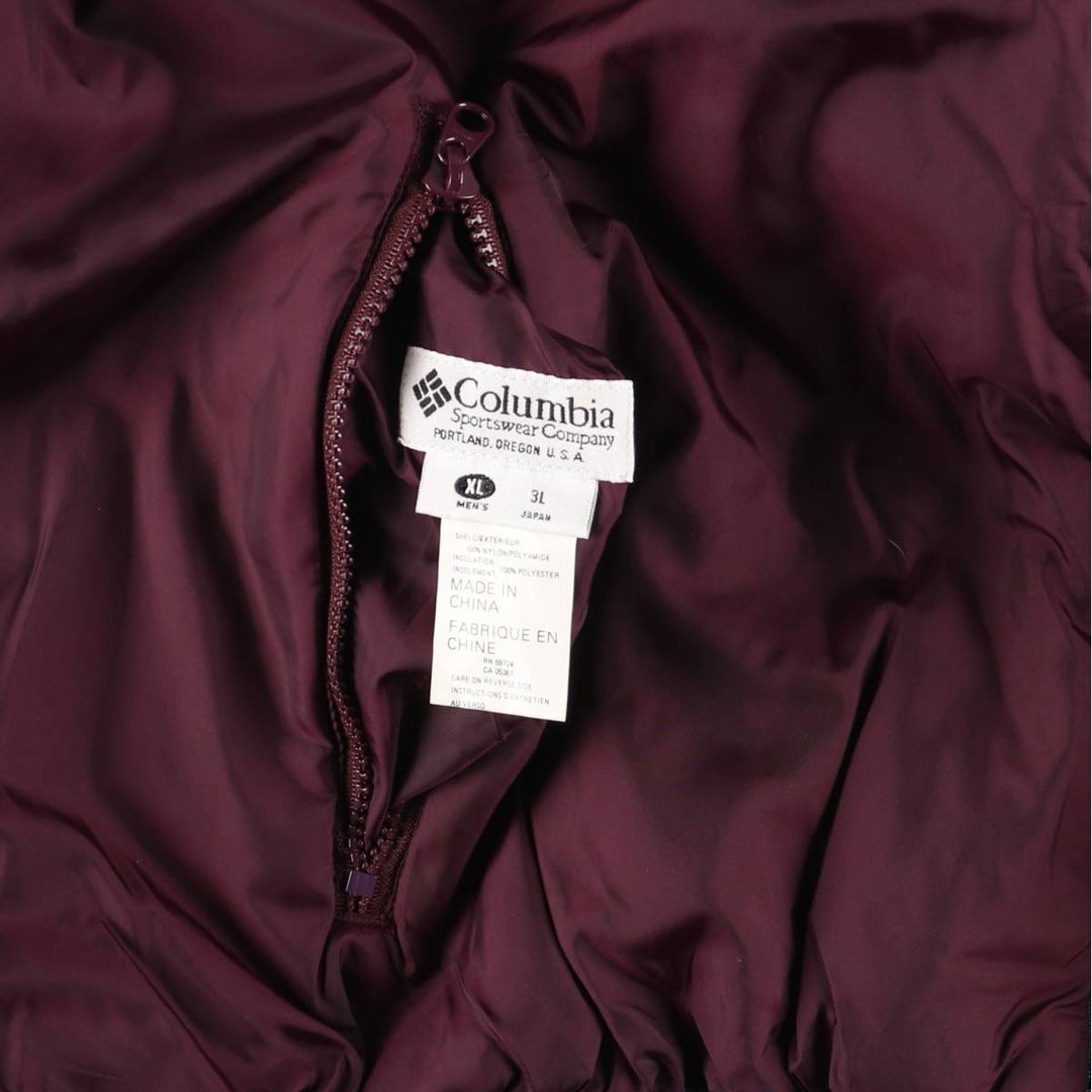 2000'S Columbia reversible padded puffer jacket, men's size XL Nylon wine-red Vintage Second Hand