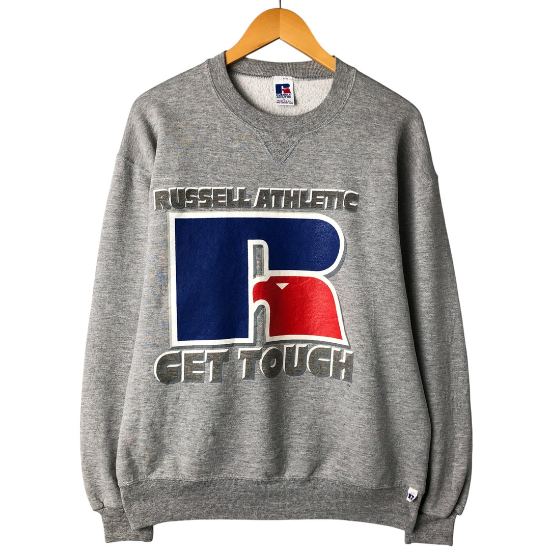 Vintage 90'S Russell large logo sweatshirt, made in the USA, size L, men's polyester gray type Vintage Second Hand