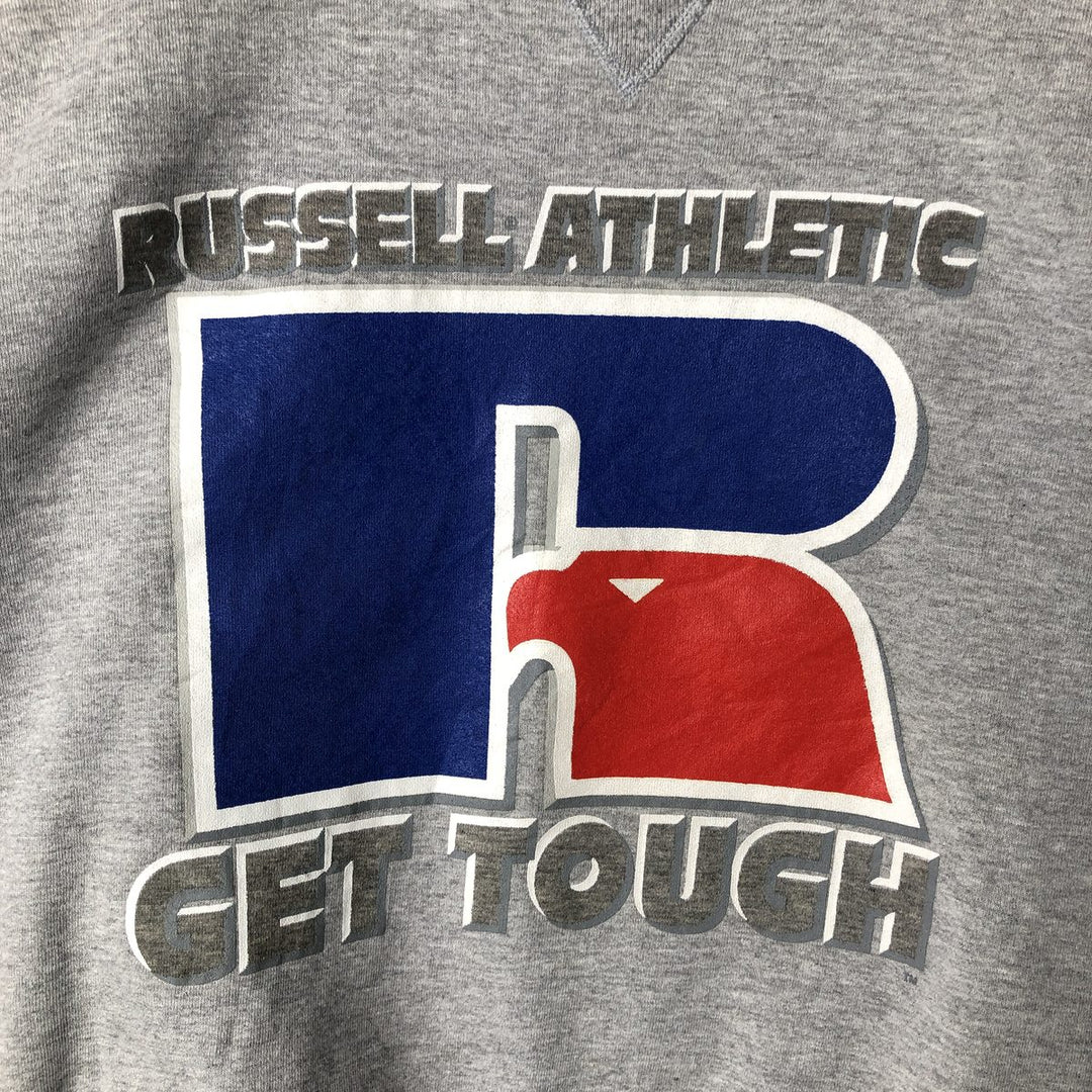 Vintage 90'S Russell large logo sweatshirt, made in the USA, size L, men's polyester gray type Vintage Second Hand