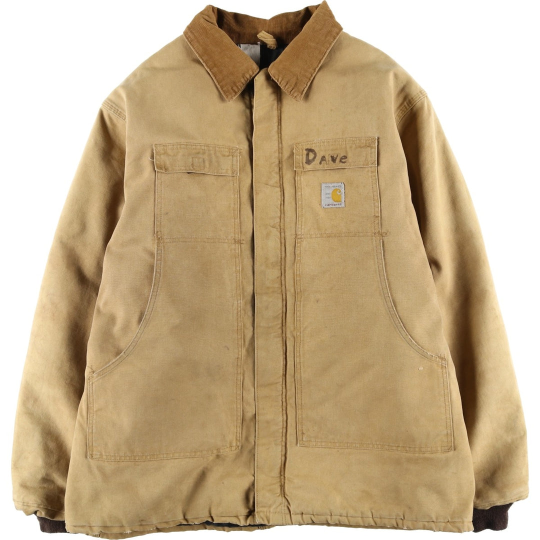 80s-90'S Carhartt Traditional Padded Duck Work Jacket, Made in USA, Men's Size XL unclear Beige type Vintage Second Hand