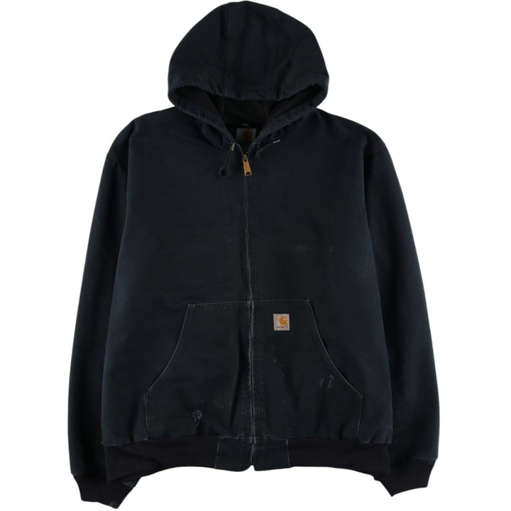 00'S Carhartt Active Jacket Duck Full Zip Hoodie Men's XXL cotton black type Vintage Second Hand