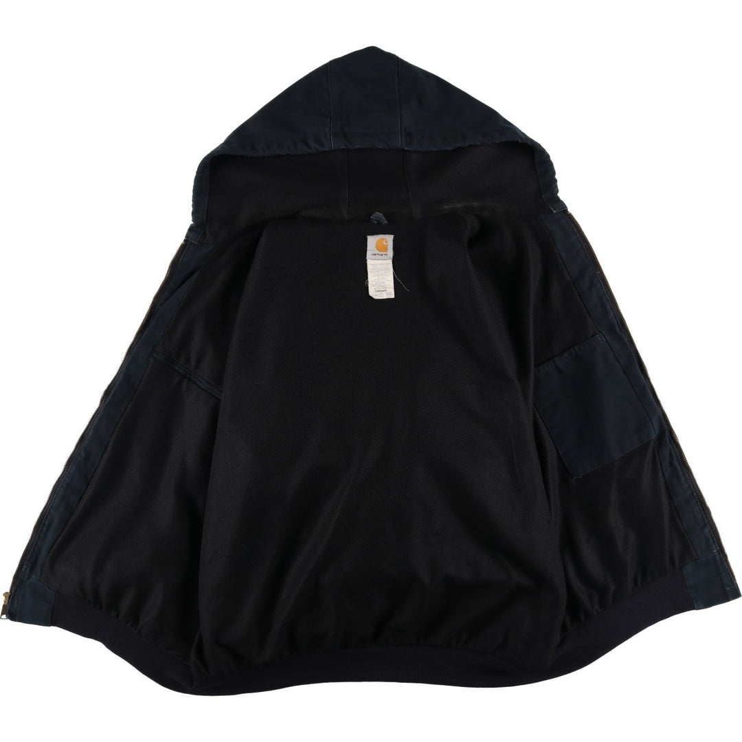 00'S Carhartt Active Jacket Duck Full Zip Hoodie Men's XXL cotton black type Vintage Second Hand