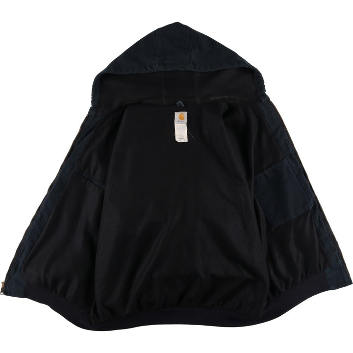 00'S Carhartt Active Jacket Duck Full Zip Hoodie Men's XXL cotton black type Vintage Second Hand