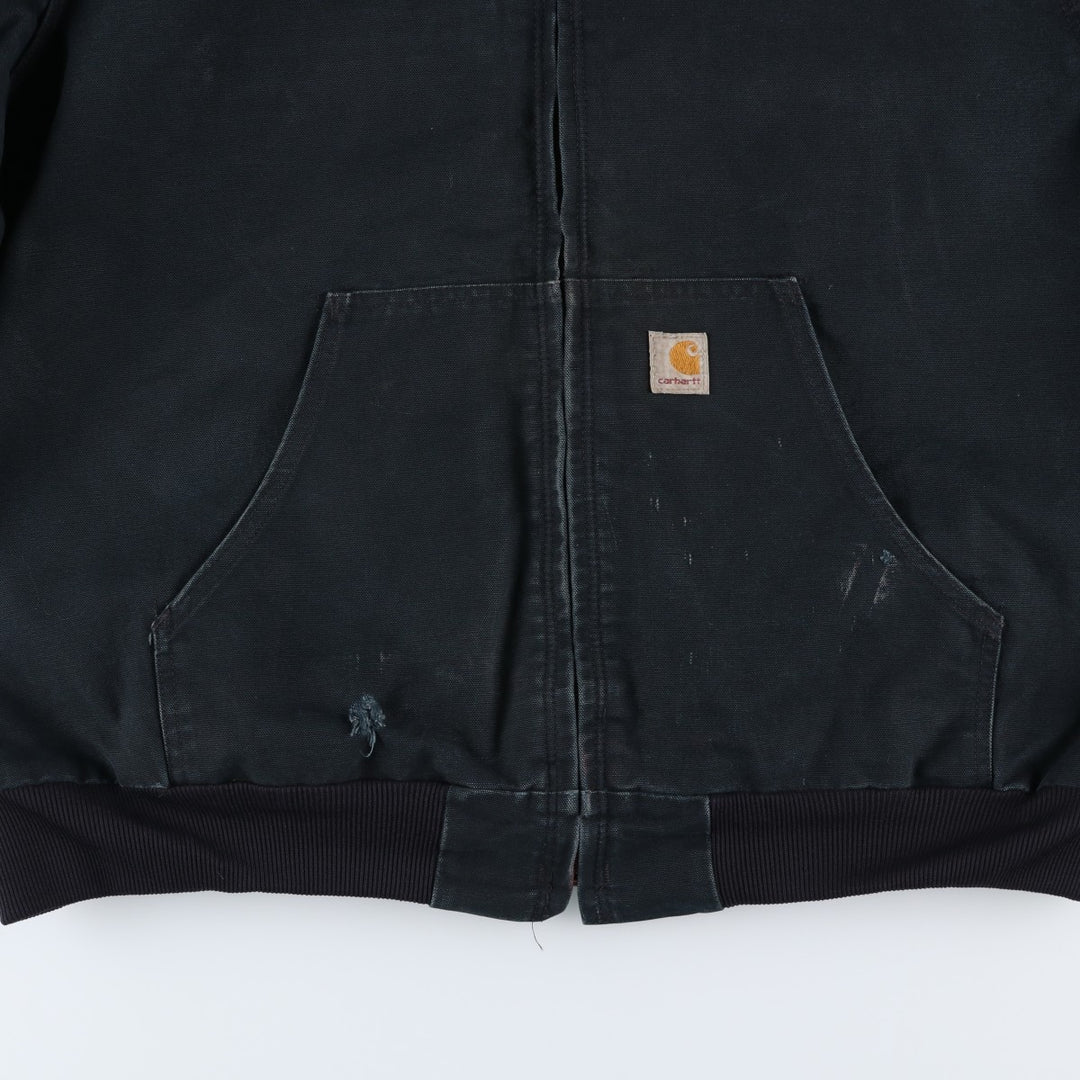 00'S Carhartt Active Jacket Duck Full Zip Hoodie Men's XXL cotton black type Vintage Second Hand