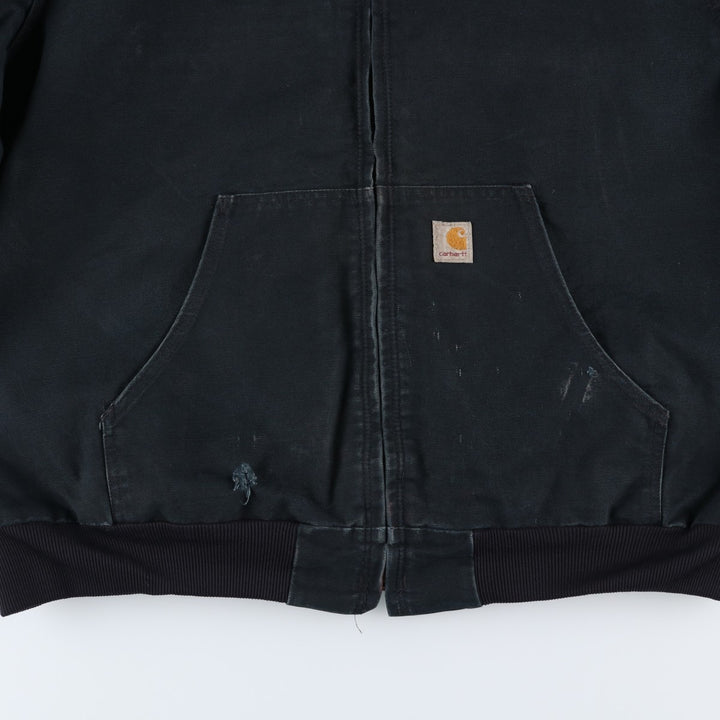 00'S Carhartt Active Jacket Duck Full Zip Hoodie Men's XXL cotton black type Vintage Second Hand