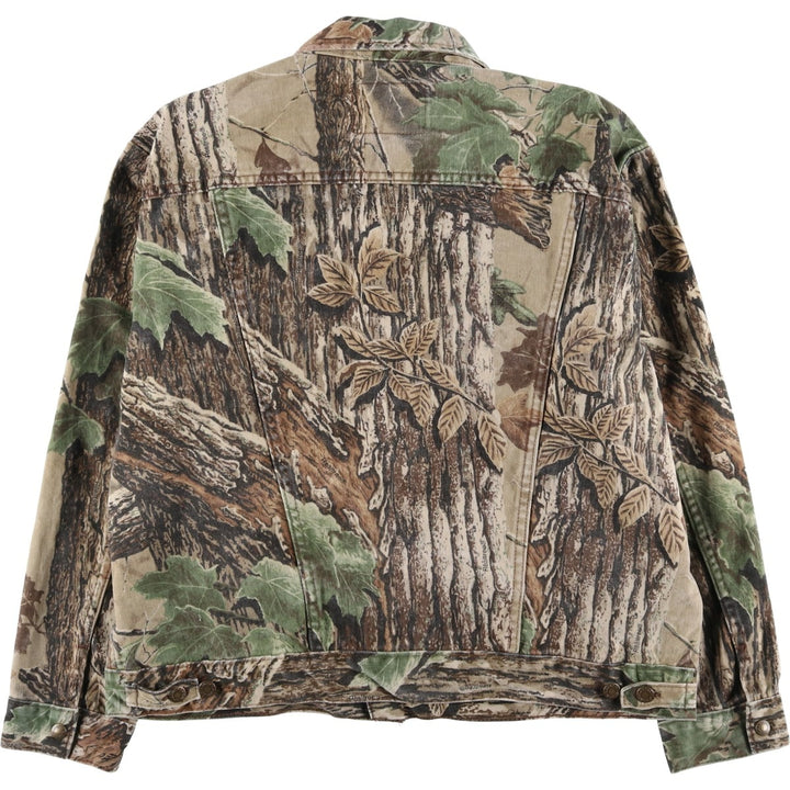 Vintage 90'S Wrangler Realtree Camo Trucker-Style Cotton Jacket, Made in USA, Men's XL cotton Khaki type sage green Vintage Second Hand