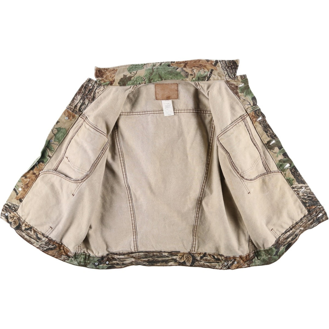 Vintage 90'S Wrangler Realtree Camo Trucker-Style Cotton Jacket, Made in USA, Men's XL cotton Khaki type sage green Vintage Second Hand