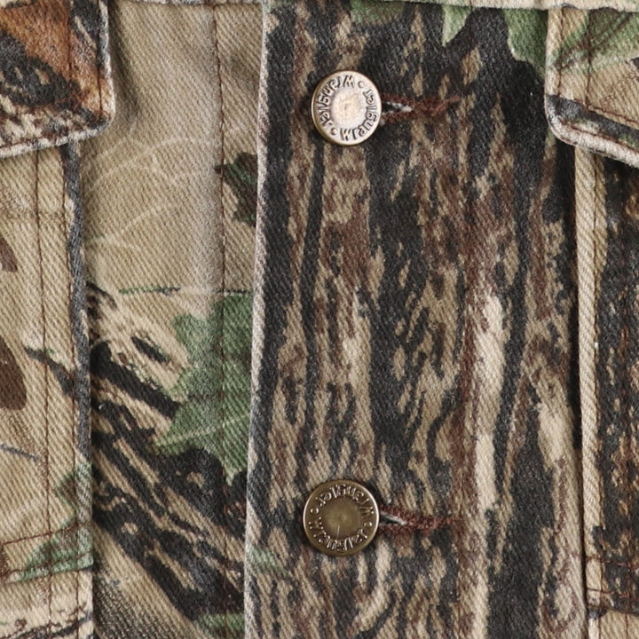 Vintage 90'S Wrangler Realtree Camo Trucker-Style Cotton Jacket, Made in USA, Men's XL cotton Khaki type sage green Vintage Second Hand