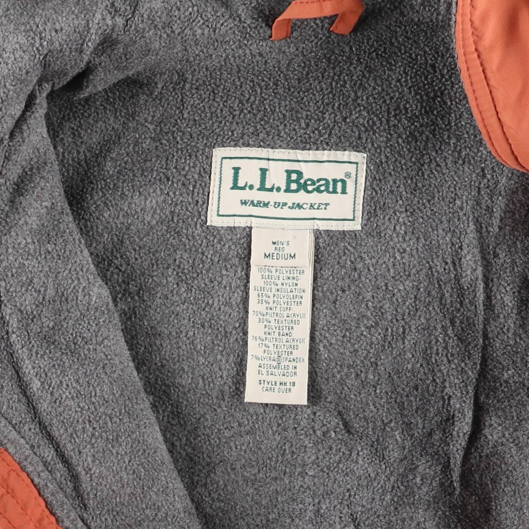 90'S LLBean Warm-up Jacket, padded puffer jacket, men's size M polyester orange type Vintage Second Hand