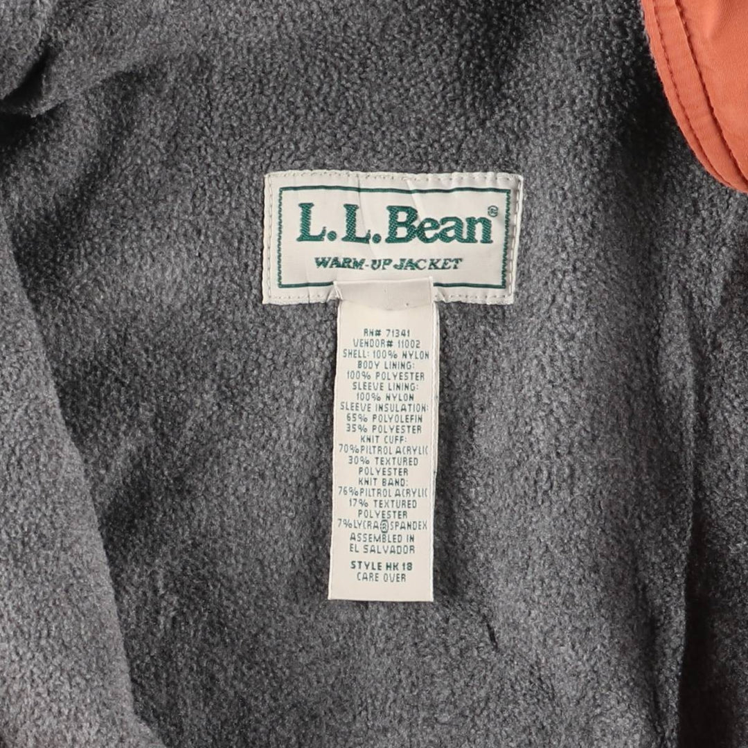 90'S LLBean Warm-up Jacket, padded puffer jacket, men's size M polyester orange type Vintage Second Hand