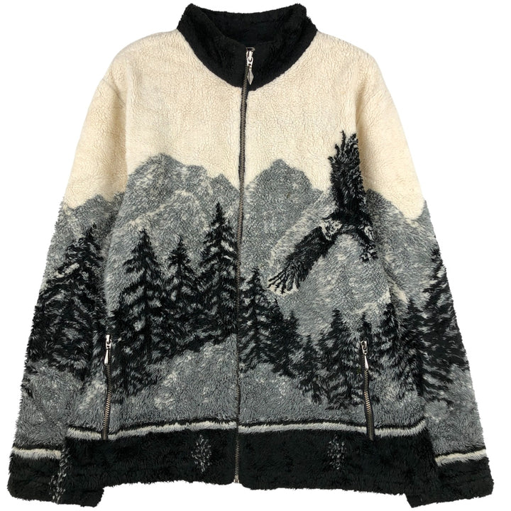 BLACK DIAMOND Eagle Pattern Fleece Jacket, Made in USA, Men's Size Medium unclear pale white type Vintage Second Hand