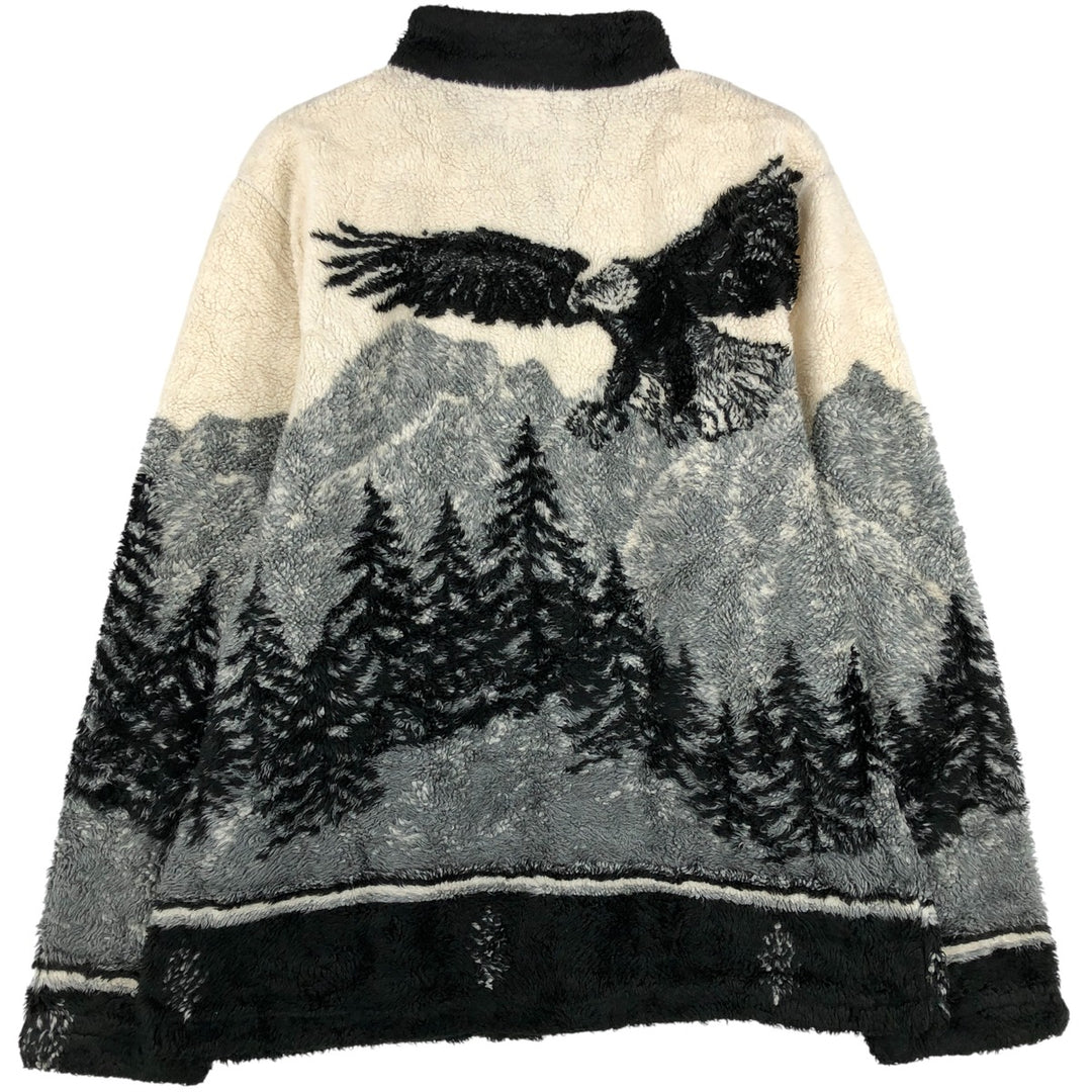 BLACK DIAMOND Eagle Pattern Fleece Jacket, Made in USA, Men's Size Medium unclear pale white type Vintage Second Hand