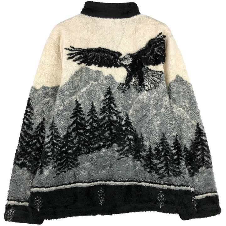 BLACK DIAMOND Eagle Pattern Fleece Jacket, Made in USA, Men's Size Medium unclear pale white type Vintage Second Hand
