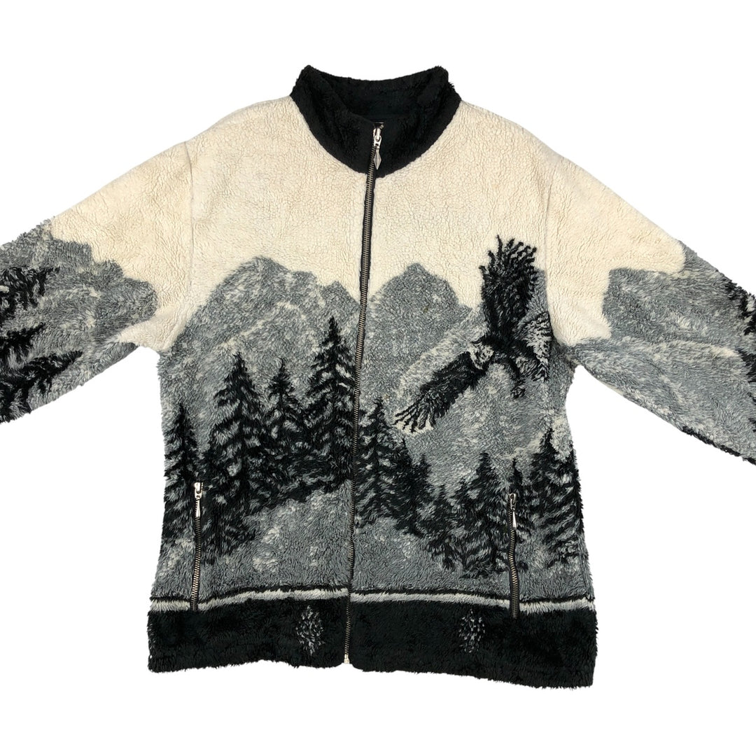 BLACK DIAMOND Eagle Pattern Fleece Jacket, Made in USA, Men's Size Medium unclear pale white type Vintage Second Hand