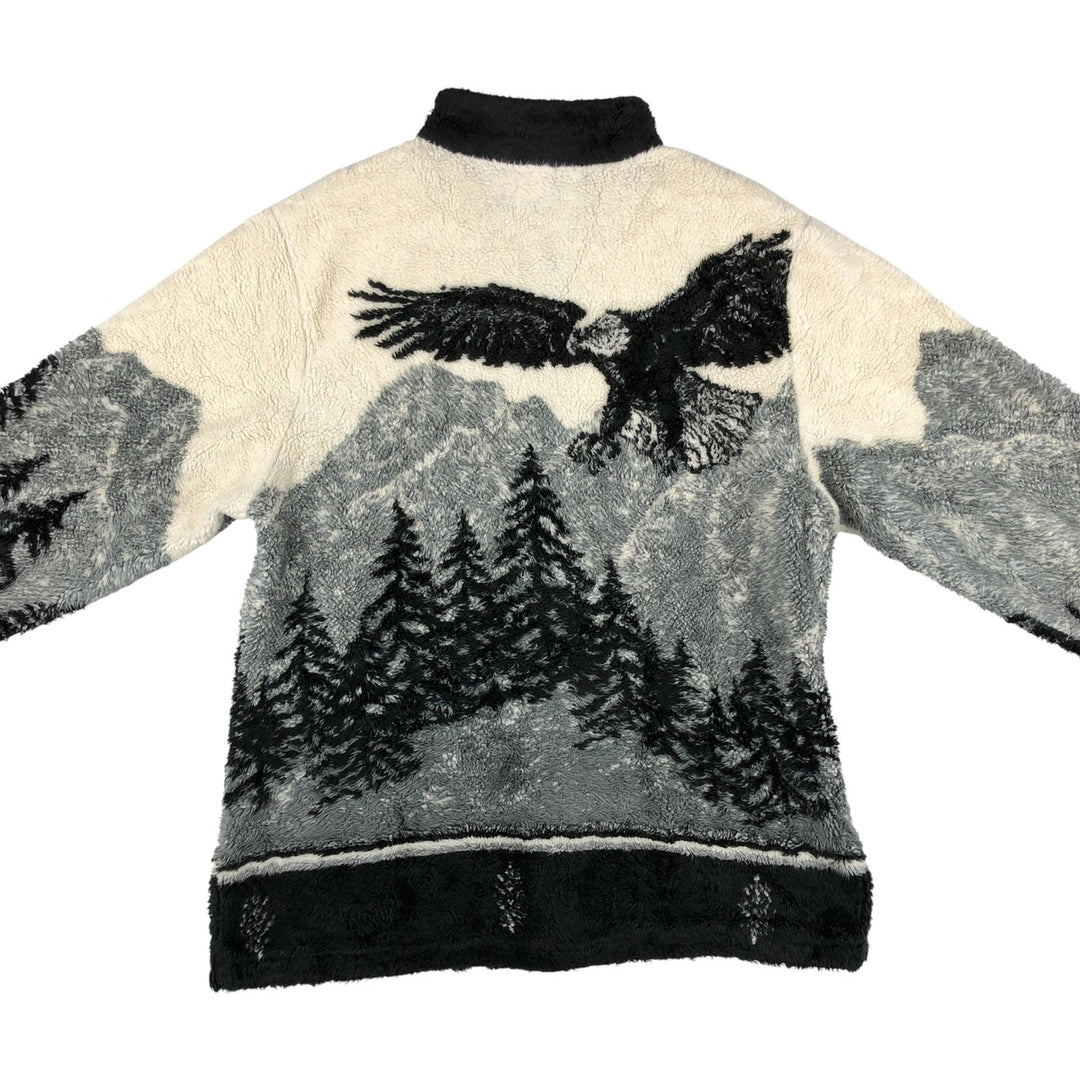 BLACK DIAMOND Eagle Pattern Fleece Jacket, Made in USA, Men's Size Medium unclear pale white type Vintage Second Hand