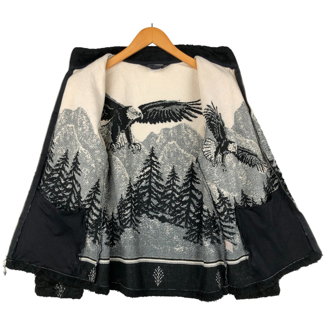 BLACK DIAMOND Eagle Pattern Fleece Jacket, Made in USA, Men's Size Medium unclear pale white type Vintage Second Hand