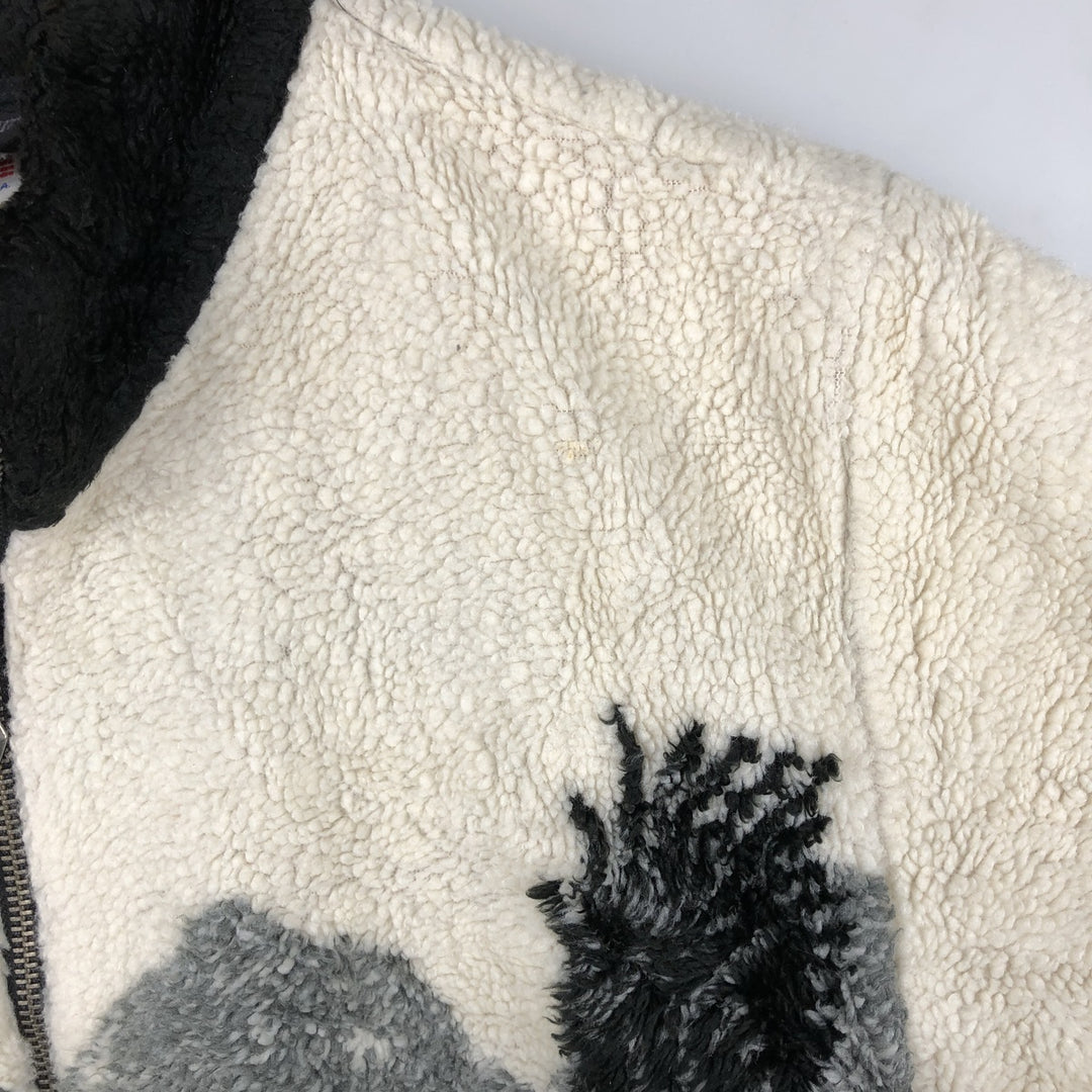 BLACK DIAMOND Eagle Pattern Fleece Jacket, Made in USA, Men's Size Medium unclear pale white type Vintage Second Hand