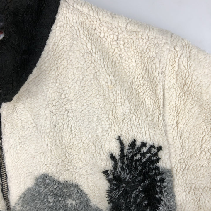 BLACK DIAMOND Eagle Pattern Fleece Jacket, Made in USA, Men's Size Medium unclear pale white type Vintage Second Hand