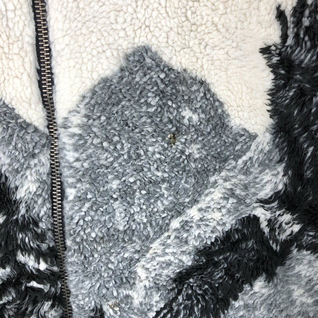 BLACK DIAMOND Eagle Pattern Fleece Jacket, Made in USA, Men's Size Medium unclear pale white type Vintage Second Hand