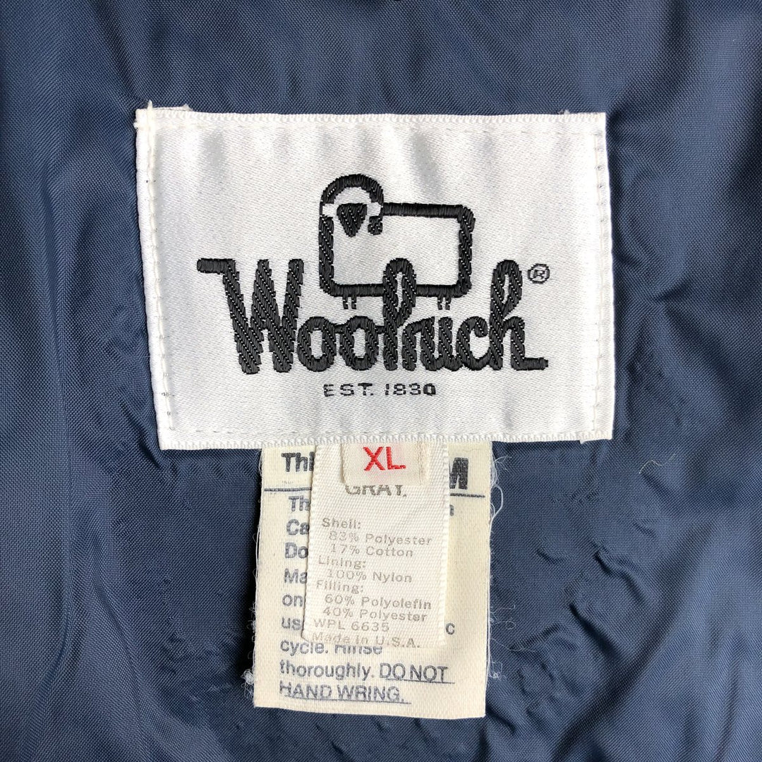 1970'S WOOLRICH padded mountain jacket, shell jacket, puffer jacket, made in the USA, men's size XL polyester gray type Vintage Second Hand