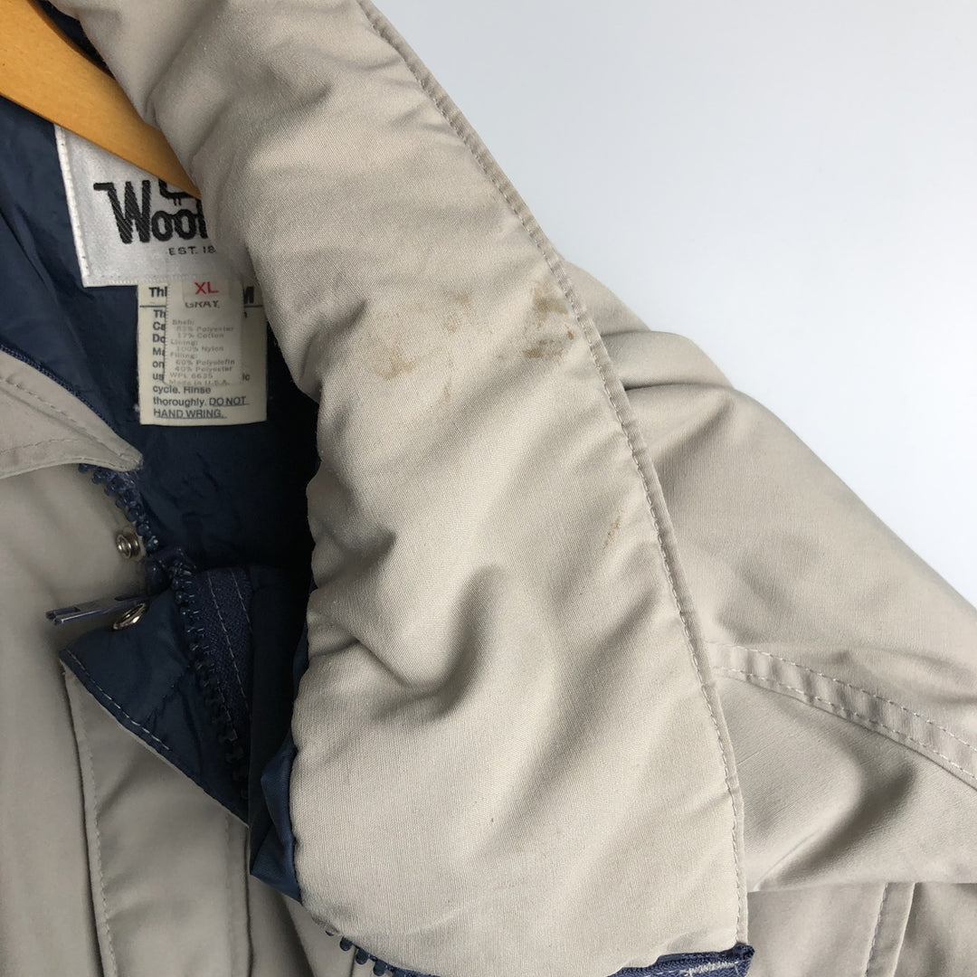 1970'S WOOLRICH padded mountain jacket, shell jacket, puffer jacket, made in the USA, men's size XL polyester gray type Vintage Second Hand