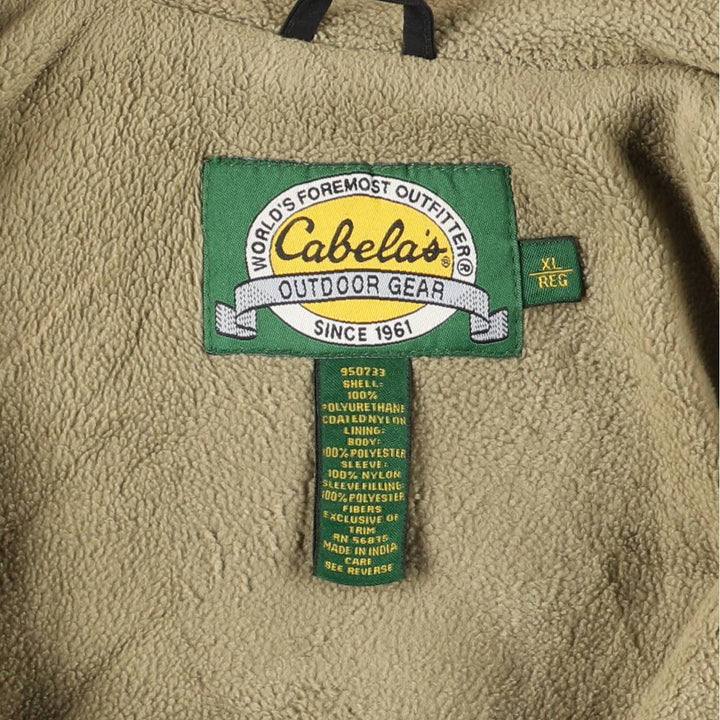 90s-00'S Cabelas padded puffer jacket, men's size XL Polyurethane black type Vintage Second Hand