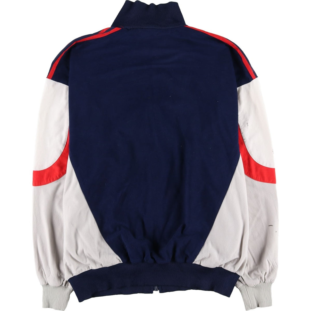 Vintage 1980'S adidas Trefoil logo velour jersey track jacket, men's size L polyester navy blue type Vintage Second Hand
