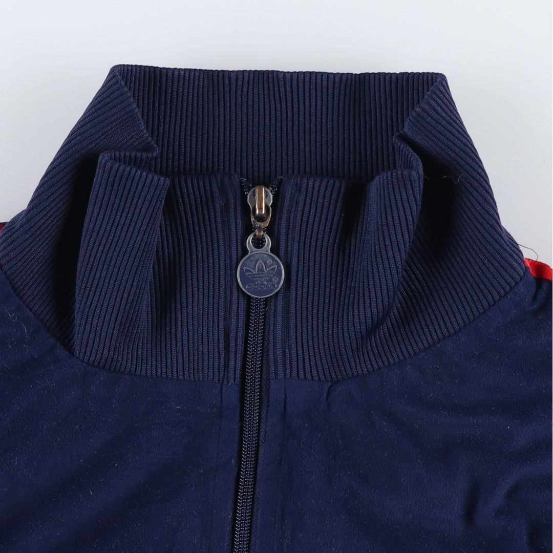 Vintage 1980'S adidas Trefoil logo velour jersey track jacket, men's size L polyester navy blue type Vintage Second Hand