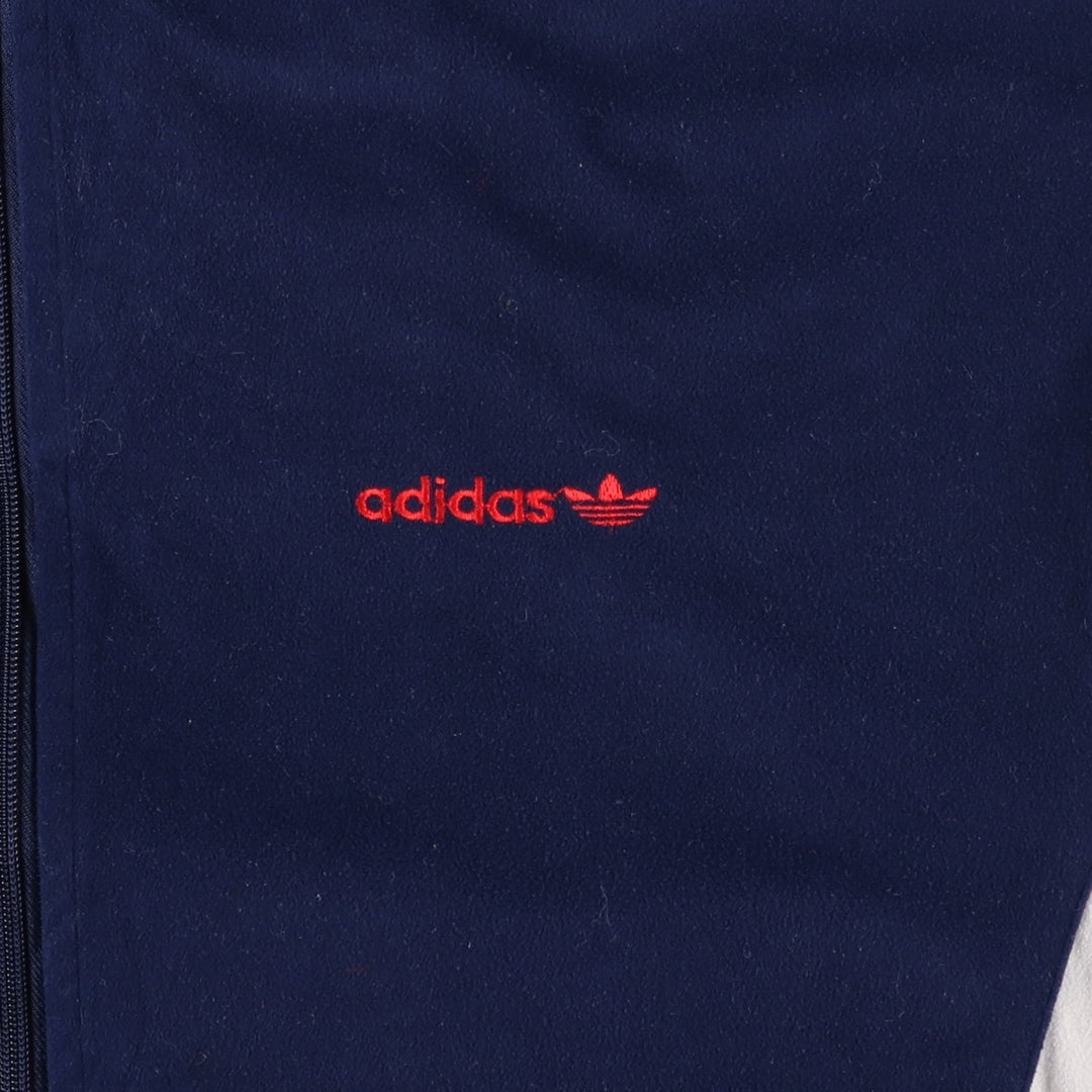 Vintage 1980'S adidas Trefoil logo velour jersey track jacket, men's size L polyester navy blue type Vintage Second Hand