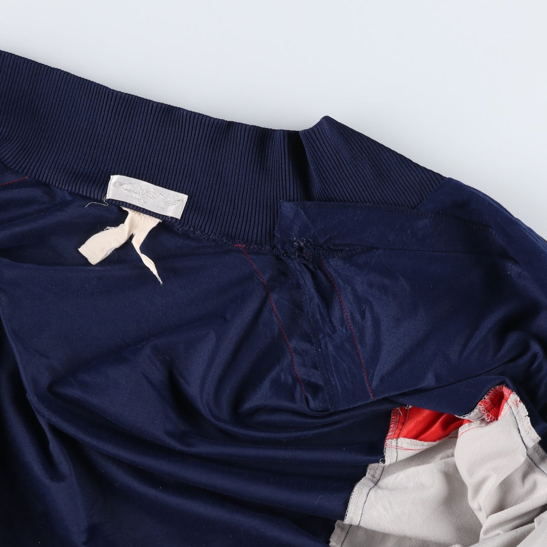 Vintage 1980'S adidas Trefoil logo velour jersey track jacket, men's size L polyester navy blue type Vintage Second Hand