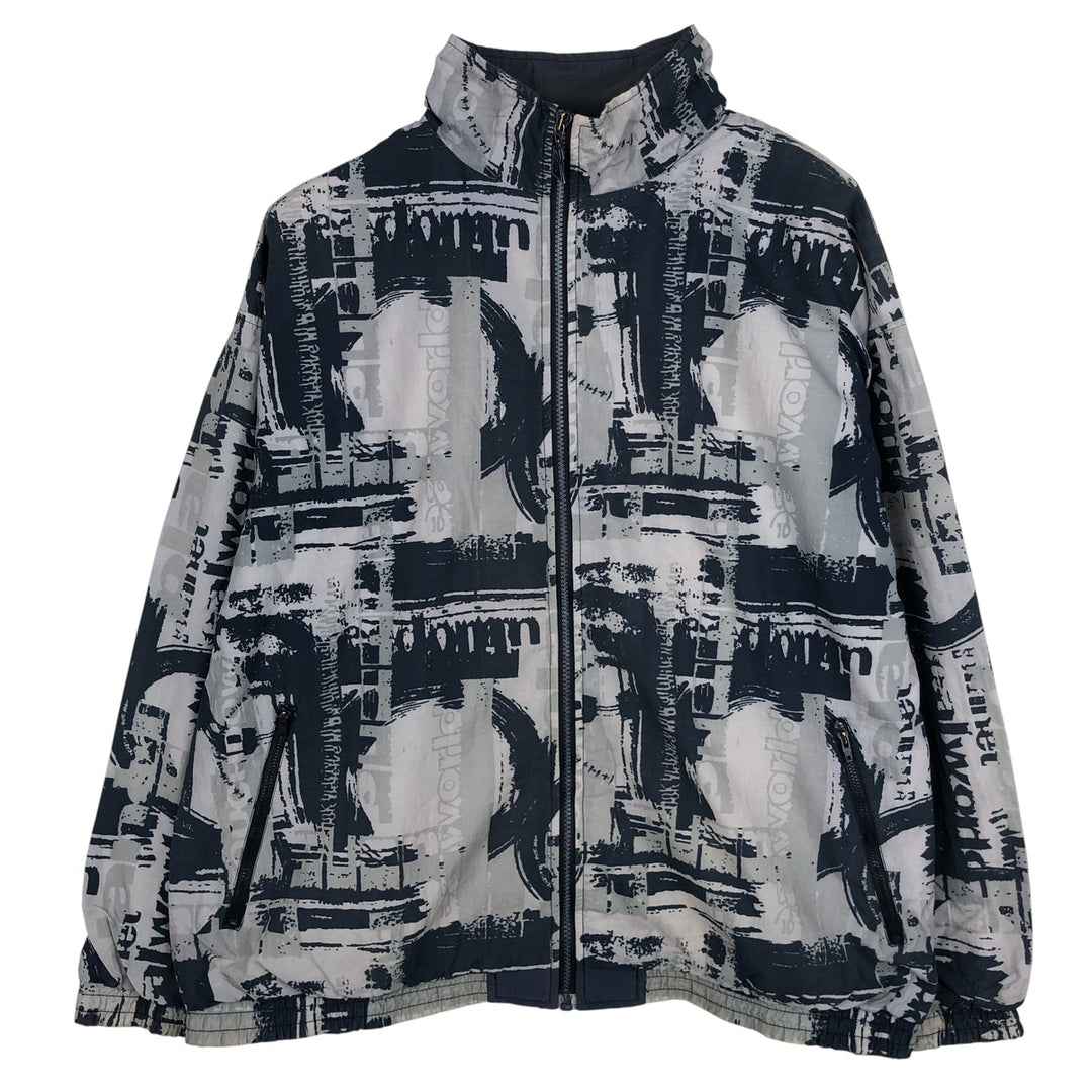 90'S Reebok all-over print windbreaker, men's size L, vintage unclear gray type Vintage Second Hand