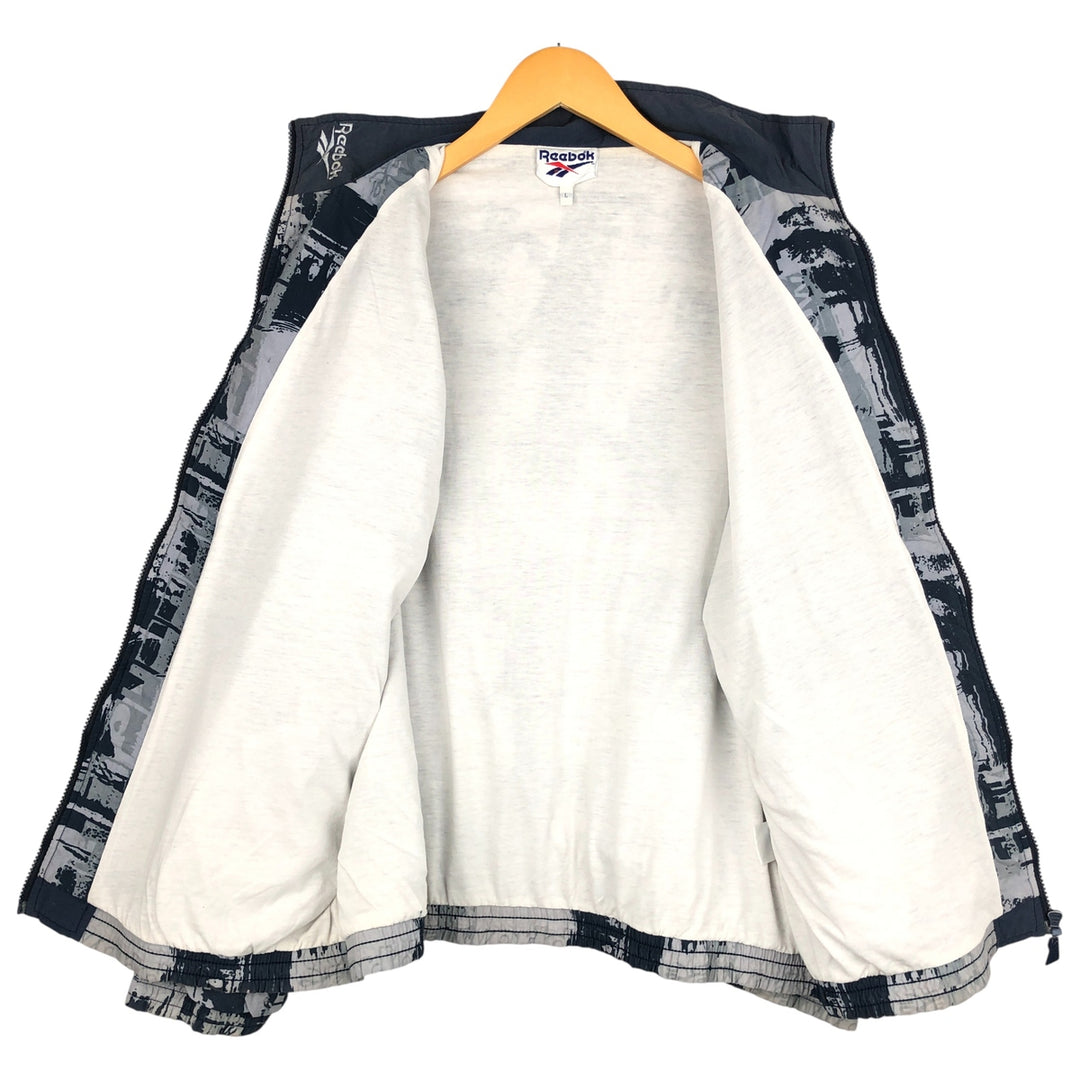 90'S Reebok all-over print windbreaker, men's size L, vintage unclear gray type Vintage Second Hand