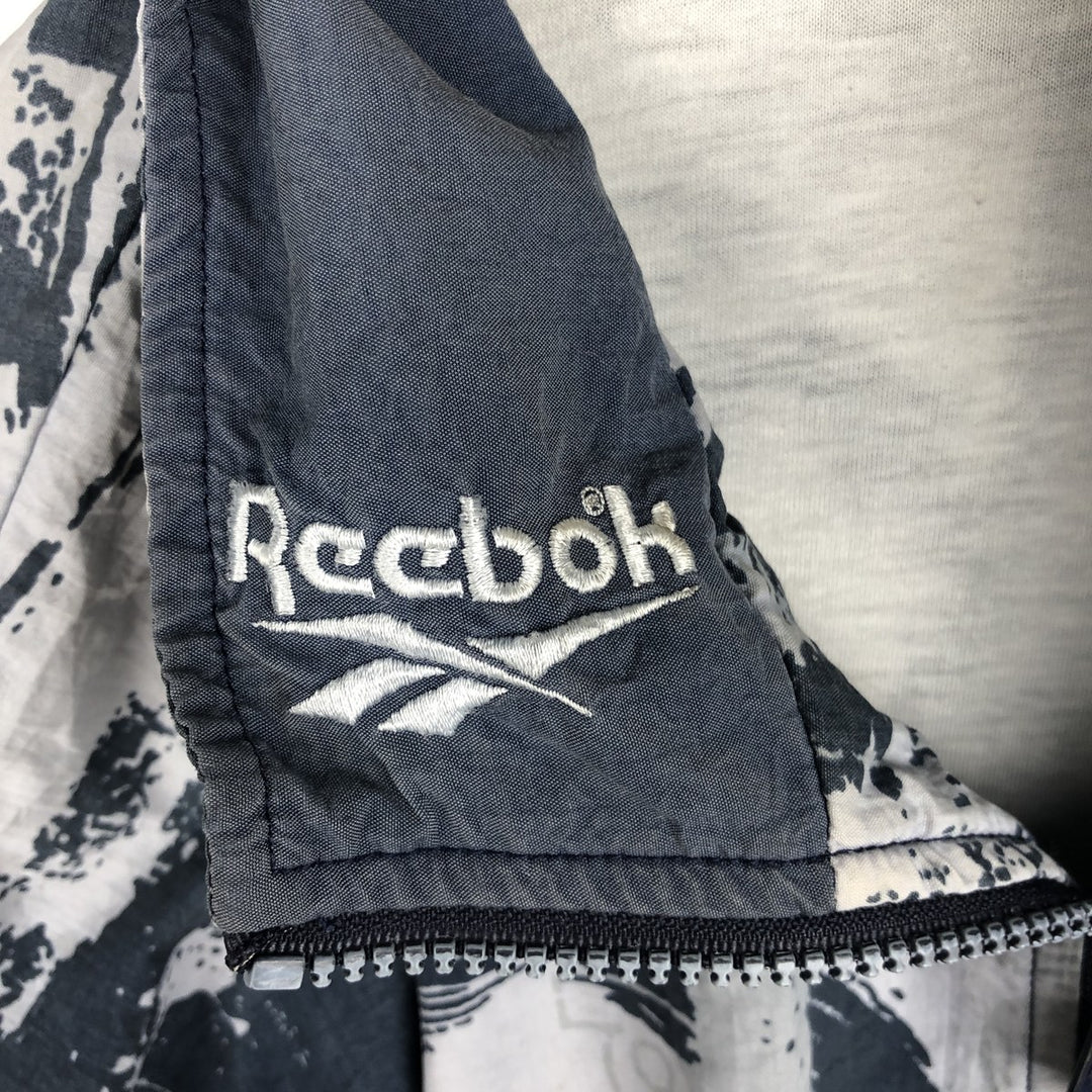 90'S Reebok all-over print windbreaker, men's size L, vintage unclear gray type Vintage Second Hand
