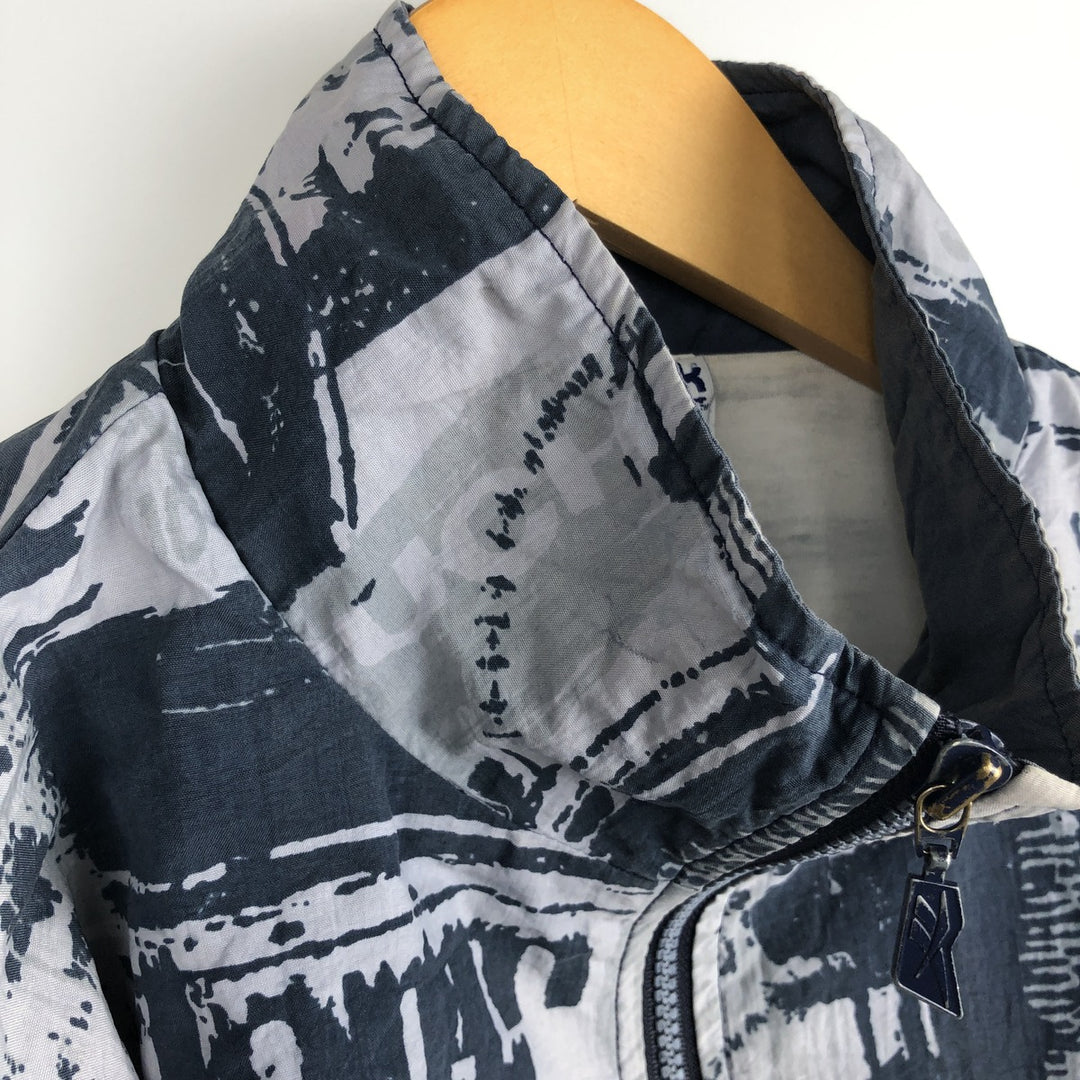 90'S Reebok all-over print windbreaker, men's size L, vintage unclear gray type Vintage Second Hand