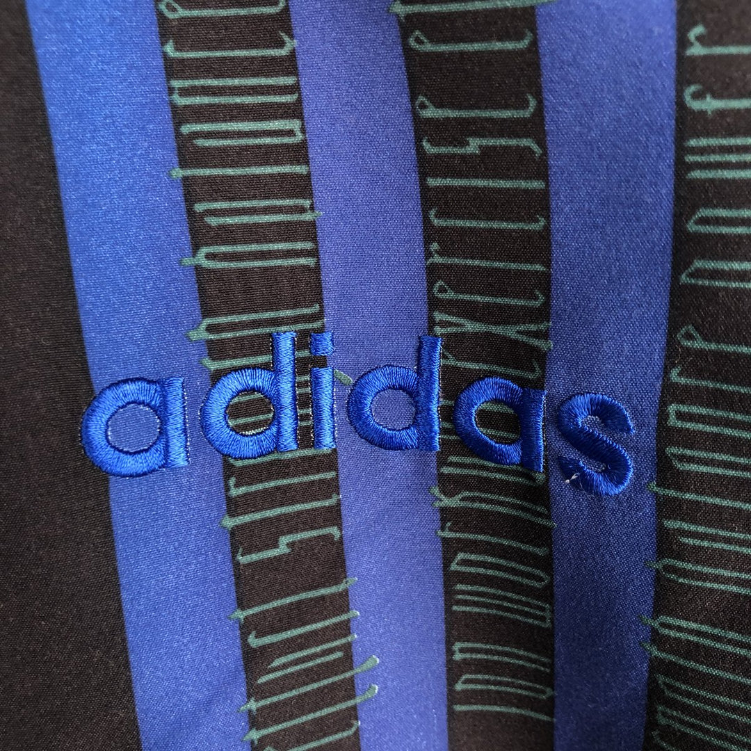 Vintage 1980'S Adidas all-over print windbreaker, size L, men's polyester blue type Vintage Second Hand