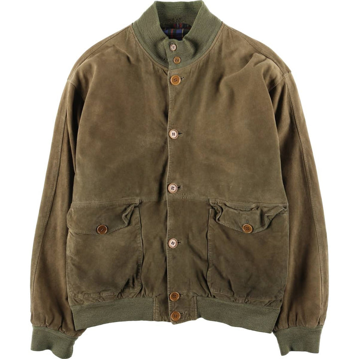 Vintage Balster Jacket, Suede Leather Blouson, Men's Size L Genuine Leather Suede Leather Khaki type Vintage Second Hand