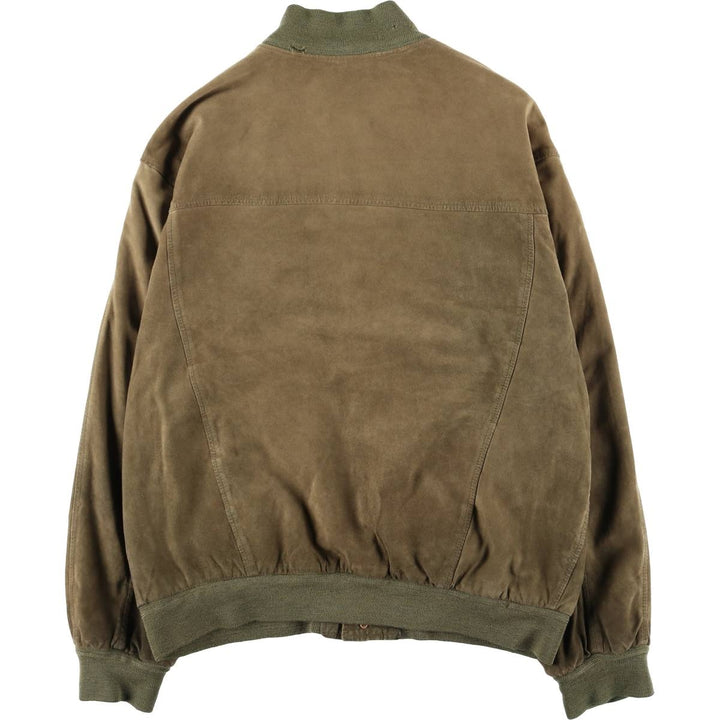 Vintage Balster Jacket, Suede Leather Blouson, Men's Size L Genuine Leather Suede Leather Khaki type Vintage Second Hand